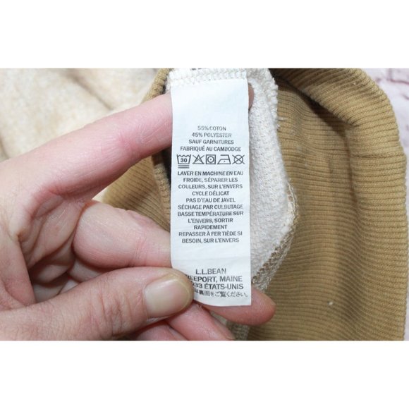 LL Bean Heritage Marled Fleece Pullover Sweater Khaki Heather Size XL Tall - Picture 9 of 11